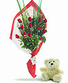 Ramo de 12 Rosas con Osito